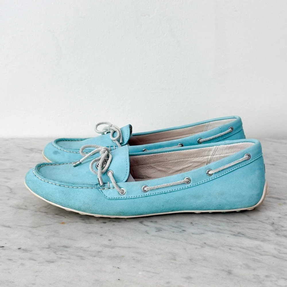 Coastal Preppy Sperry Top-Sider Driving Loafers 9M Blue Leather Moc Toe Slip On